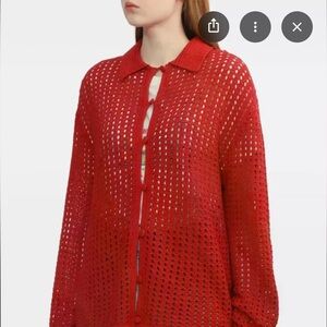 Rag & Bone Women's Vibrant Red Crochet Cardigan